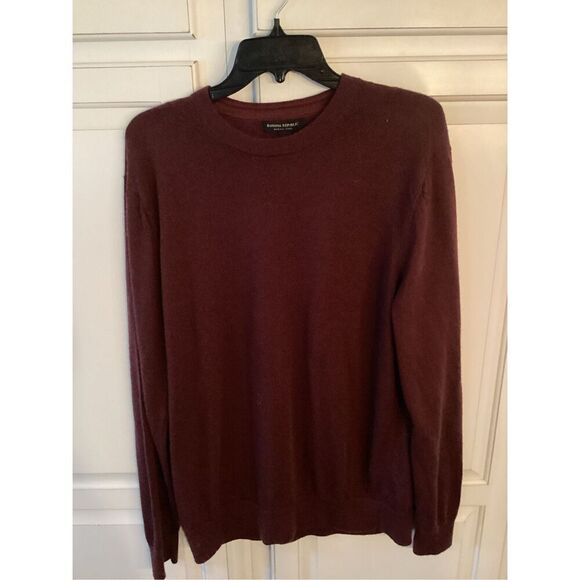 Banana Republic 100% Merino Wool Crew Neck Sweater Sz L Maroon - Picture 2 of 8